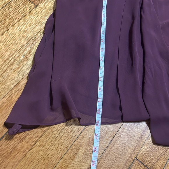 Allen B. by Allen Schwartz Women Maroon Sheer Long Sleeve Tiered Back  Blouse S - Picture 10 of 11